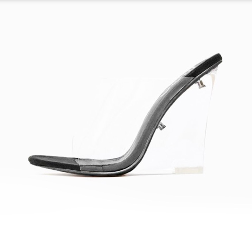🆕LAST! Ice Queen Perspex Wedge Mule -Black - Picture 8 of 8